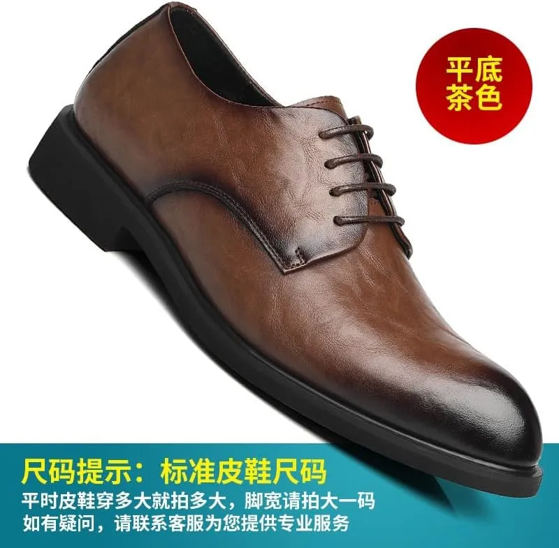 Men's Wingtip Oxford Business Shoes - Polished Leather Dress Shoes with Flexible Rubber Sole for Professional Settings & Formal Gatherings