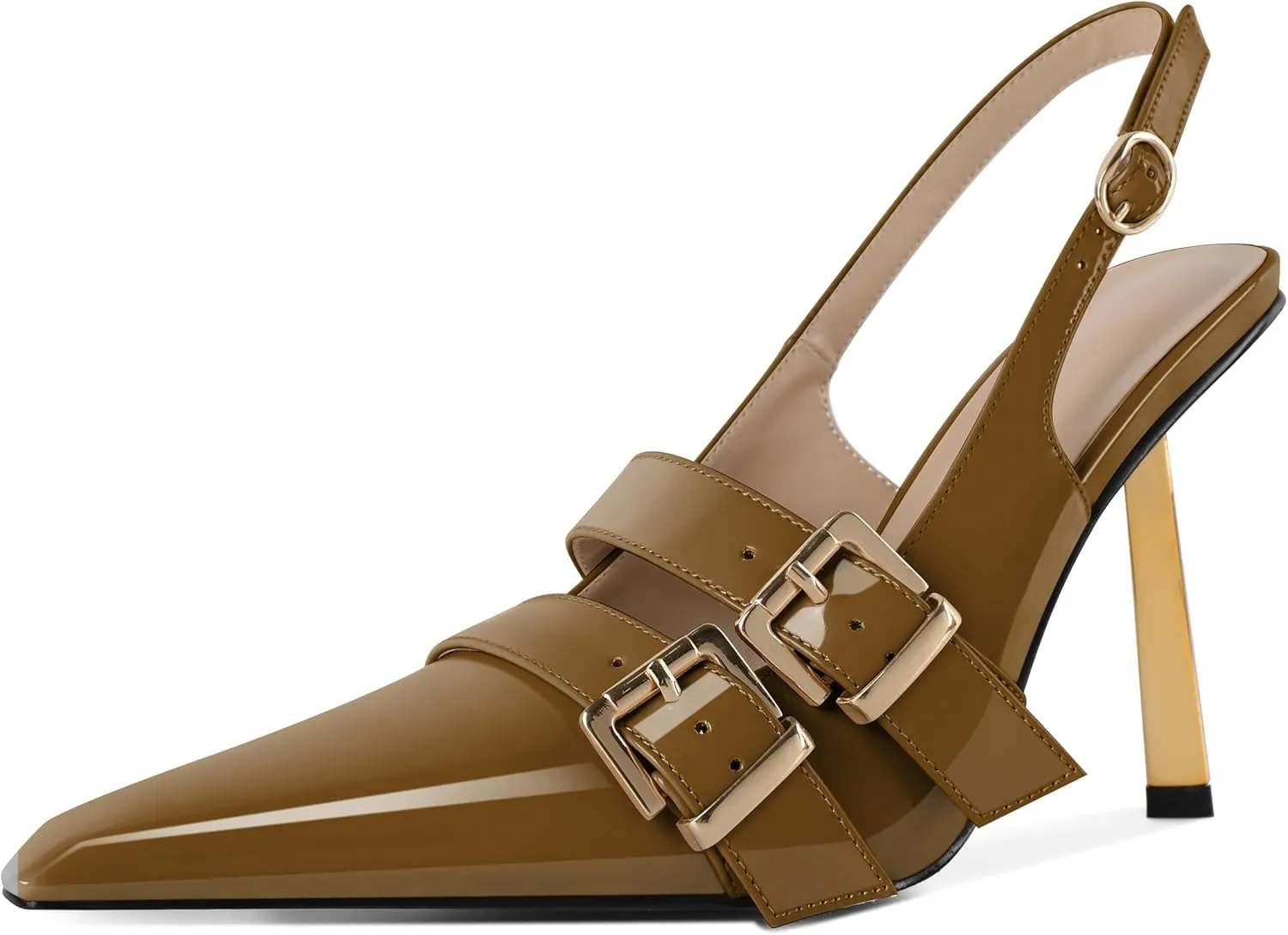 Mettesally Women Slingback Heels Pumps Shoes High Heels Stilettos Square Toe for Women Dressy Shoes 4 Inches