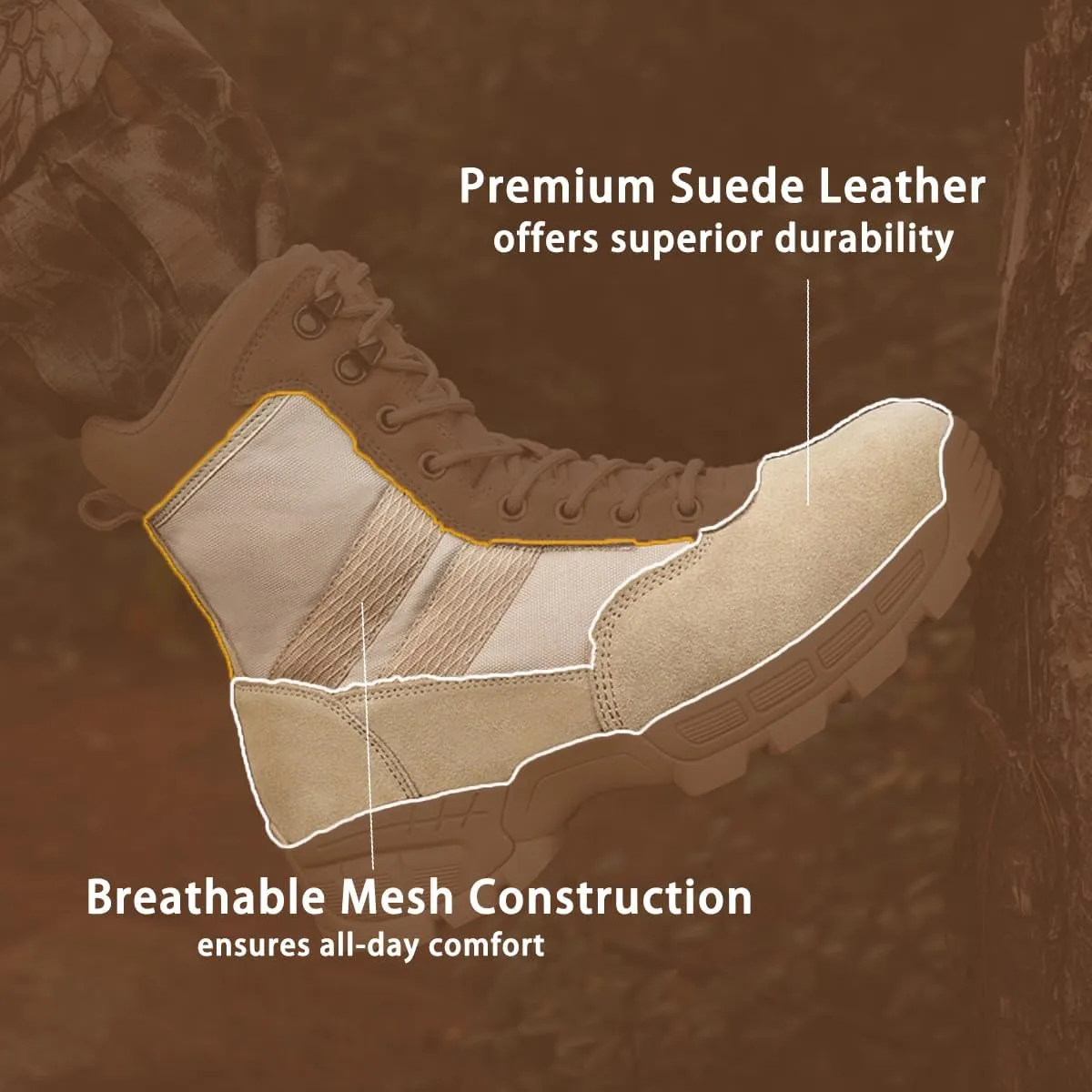 Military Men's Tactical Boots: Combat High Top Outdoor Shoes