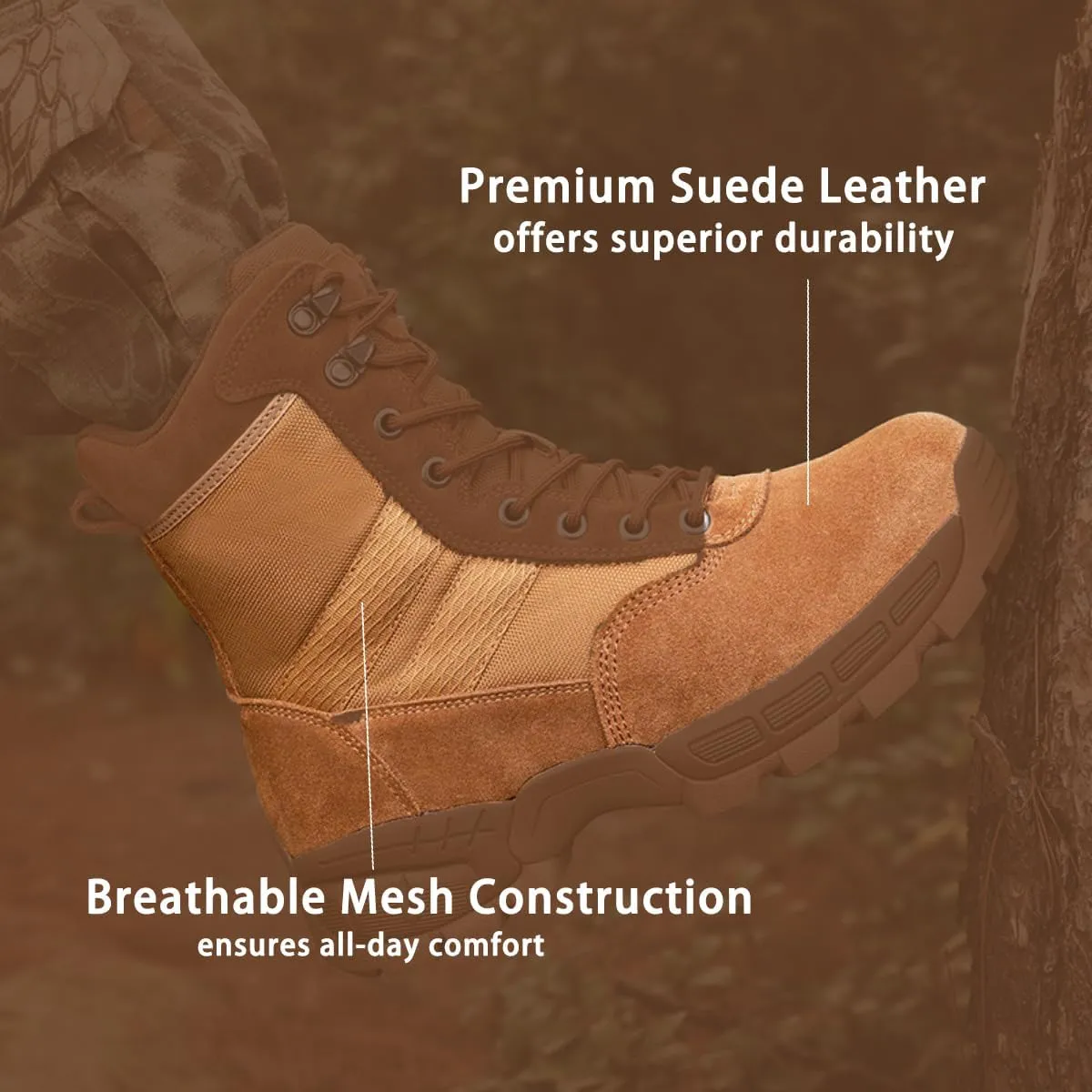 Military Men's Tactical Boots: Combat High Top Outdoor Shoes