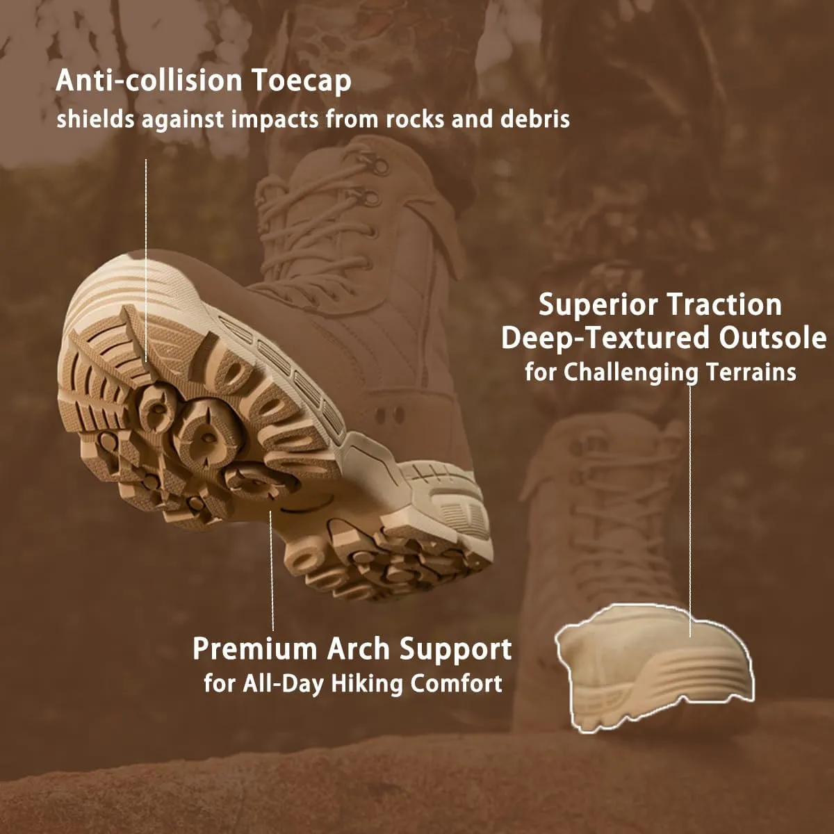 Military Men's Tactical Boots: Combat High Top Outdoor Shoes