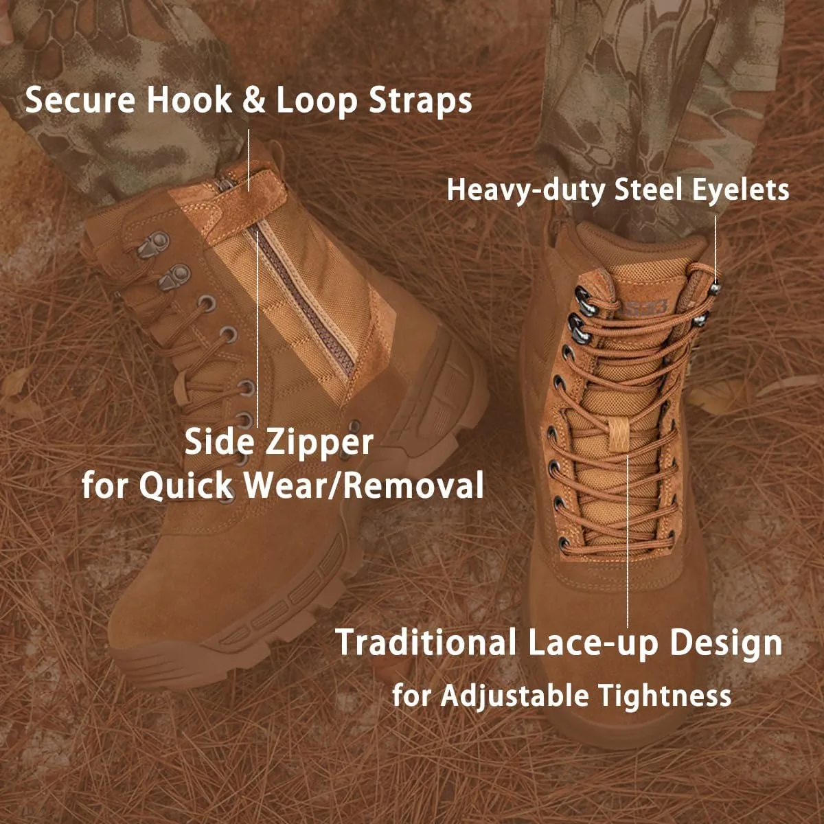 Military Men's Tactical Boots: Combat High Top Outdoor Shoes