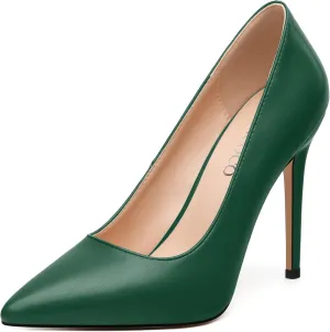 MODENCOCO Women's High Heel Pumps Elegant Stiletto Heels Sexy Closed Pointed Toe Heels Classic Comfortable Slip-On Dress Shoes for Party Wedding Prom Office 4 Inch