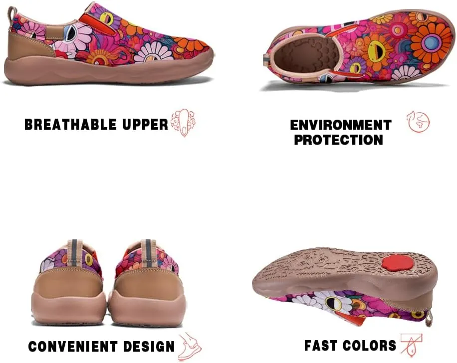 Onehorse Kid's Fashion Sneakers Lightweight Casual Comfortable Boys Girls Flower Painted Travel Shoes