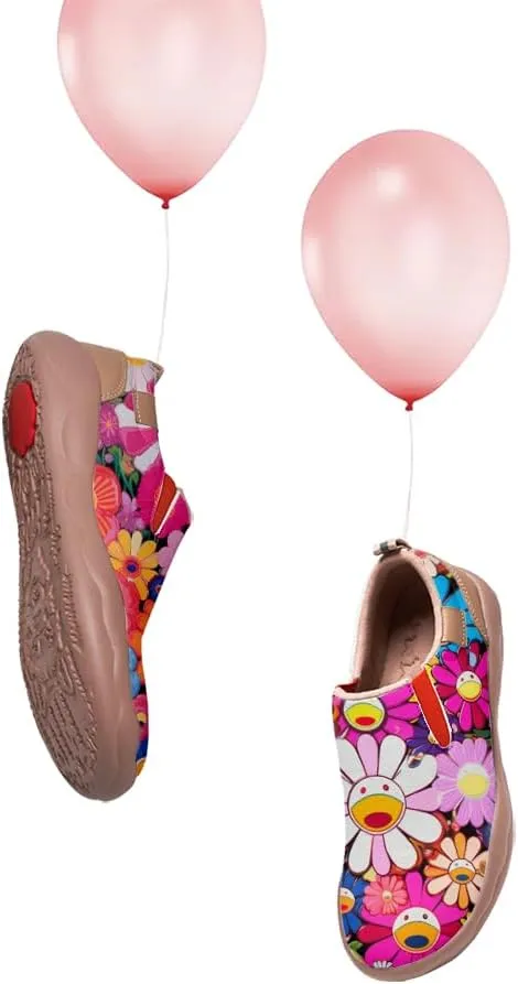 Onehorse Kid's Fashion Sneakers Lightweight Casual Comfortable Boys Girls Flower Painted Travel Shoes
