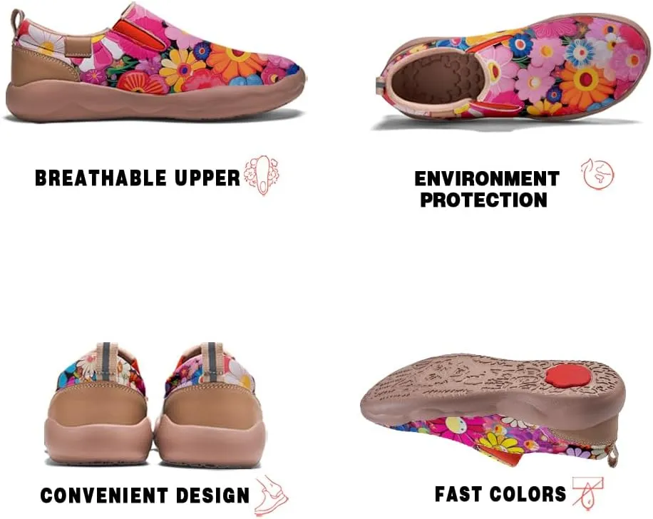 Onehorse Kid's Fashion Sneakers Lightweight Casual Comfortable Boys Girls Flower Painted Travel Shoes