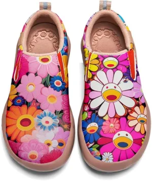 Onehorse Kid's Fashion Sneakers Lightweight Casual Comfortable Boys Girls Flower Painted Travel Shoes