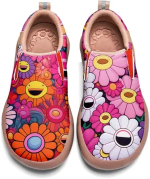 Onehorse Kid's Fashion Sneakers Lightweight Casual Comfortable Boys Girls Flower Painted Travel Shoes