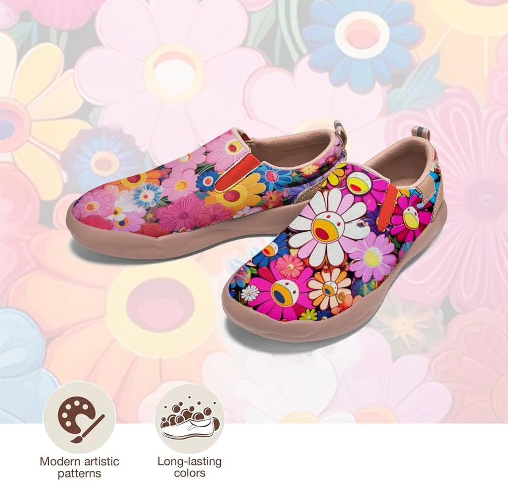Onehorse Kid's Fashion Sneakers Lightweight Casual Comfortable Boys Girls Flower Painted Travel Shoes