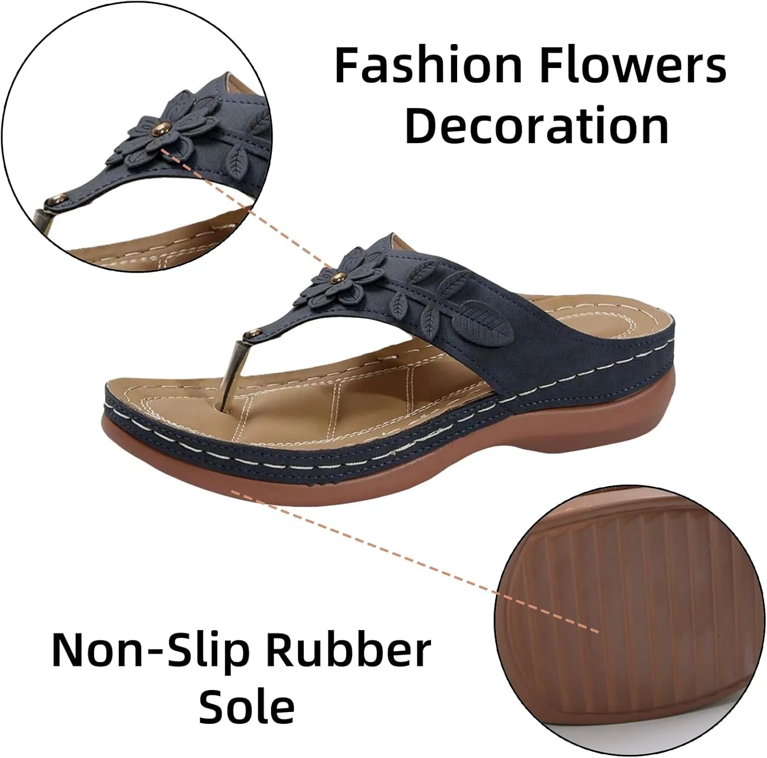 Orthopedic Sandals for Women Arch Support Flip Flops Open Toe Slippers Platform Wedge Sandals Walking Shoes