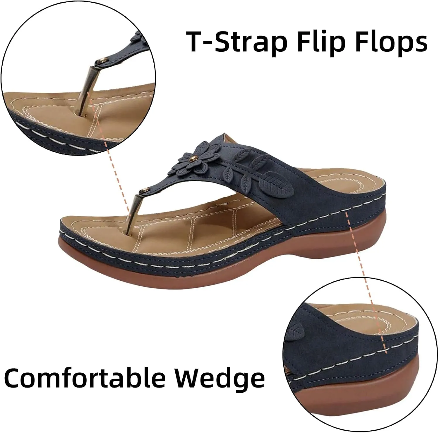 Orthopedic Sandals for Women Arch Support Flip Flops Open Toe Slippers Platform Wedge Sandals Walking Shoes