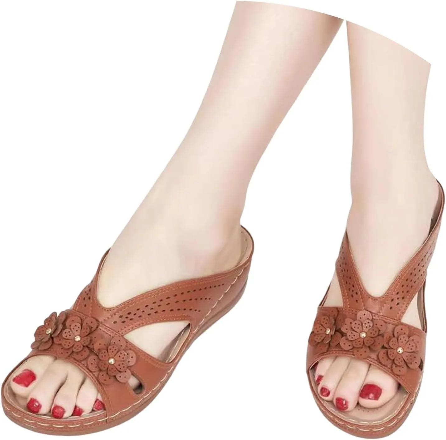 Orthopedic Sandals for Women: Slip On Dressy Summer Comfortable Slides Sandals Lightweight Memory Foam Wedge Platform Shoes