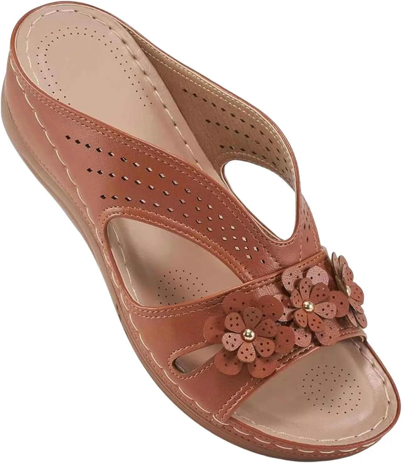 Orthopedic Sandals for Women: Slip On Dressy Summer Comfortable Slides Sandals Lightweight Memory Foam Wedge Platform Shoes