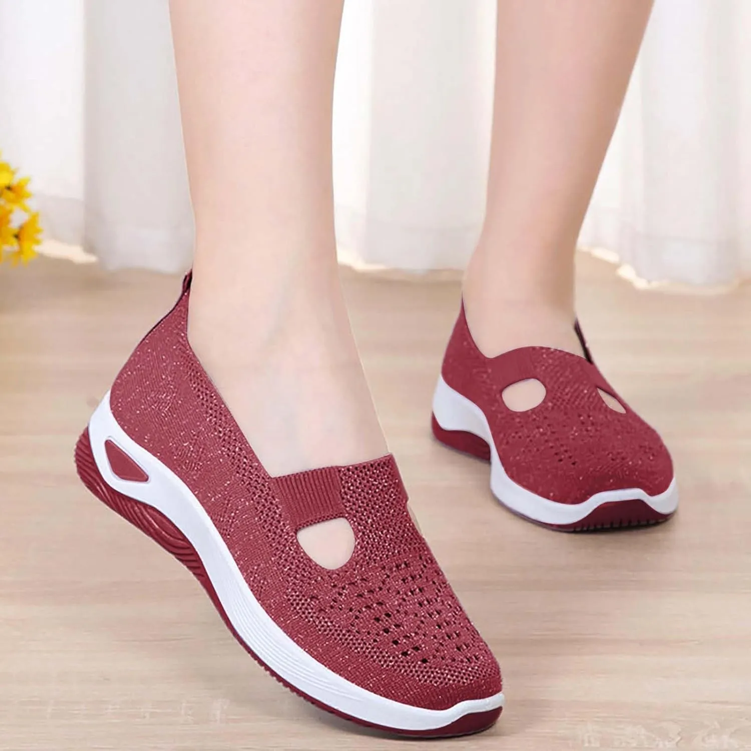 Orthopedic Shoes for Women Woven Orthopedic Womens Tennis Shoes Comfort Ladies Shoes Casual High Top Sneakers Platform Tennis Shoe Loafers Casual Slip On