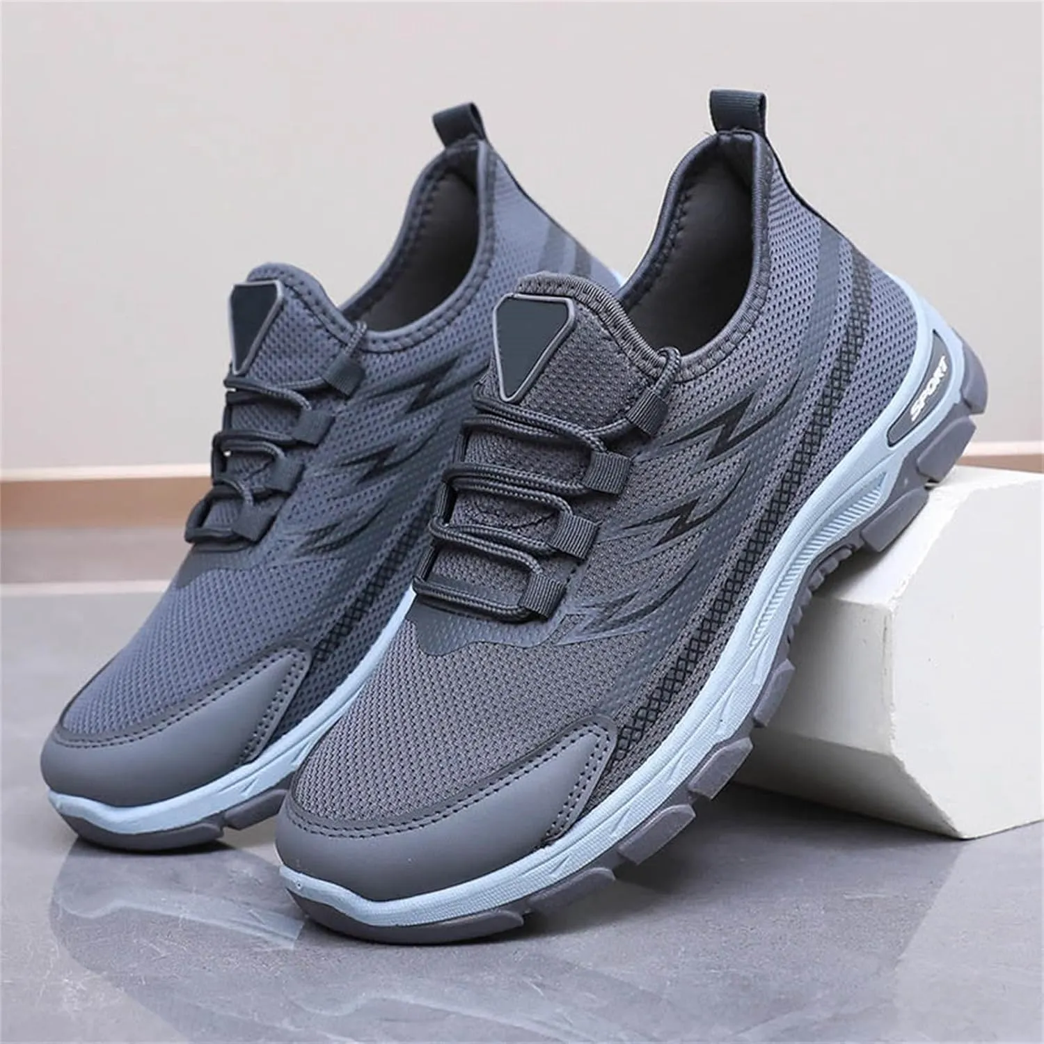 Orthopedic Sneakers for Men Mesh Breathable Fashion Lace Up Walking Running Shoes Comfortable Tennis Shoes Non Slip Lightweight Casual Mens Sneakers