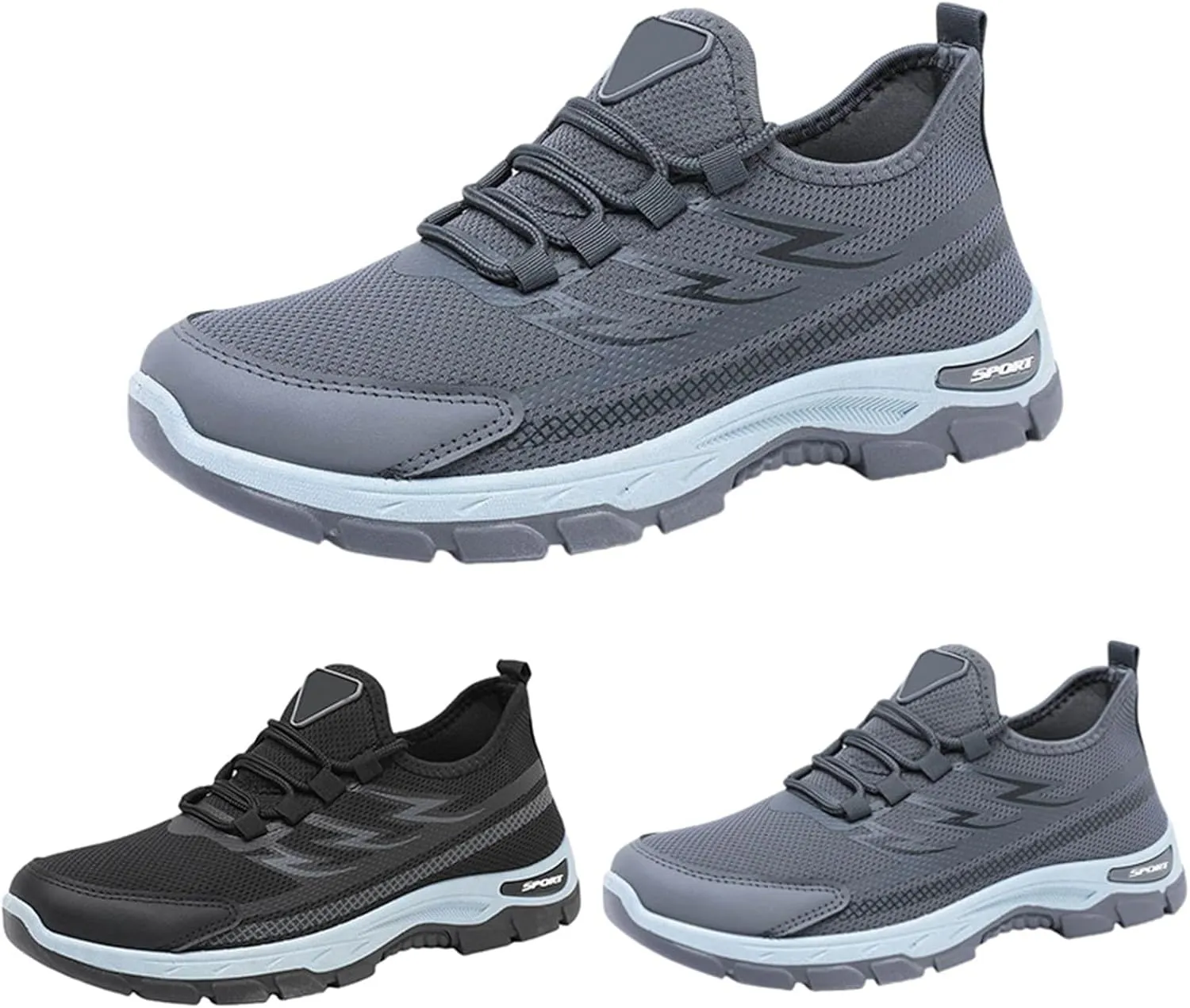 Orthopedic Sneakers for Men Mesh Breathable Fashion Lace Up Walking Running Shoes Comfortable Tennis Shoes Non Slip Lightweight Casual Mens Sneakers