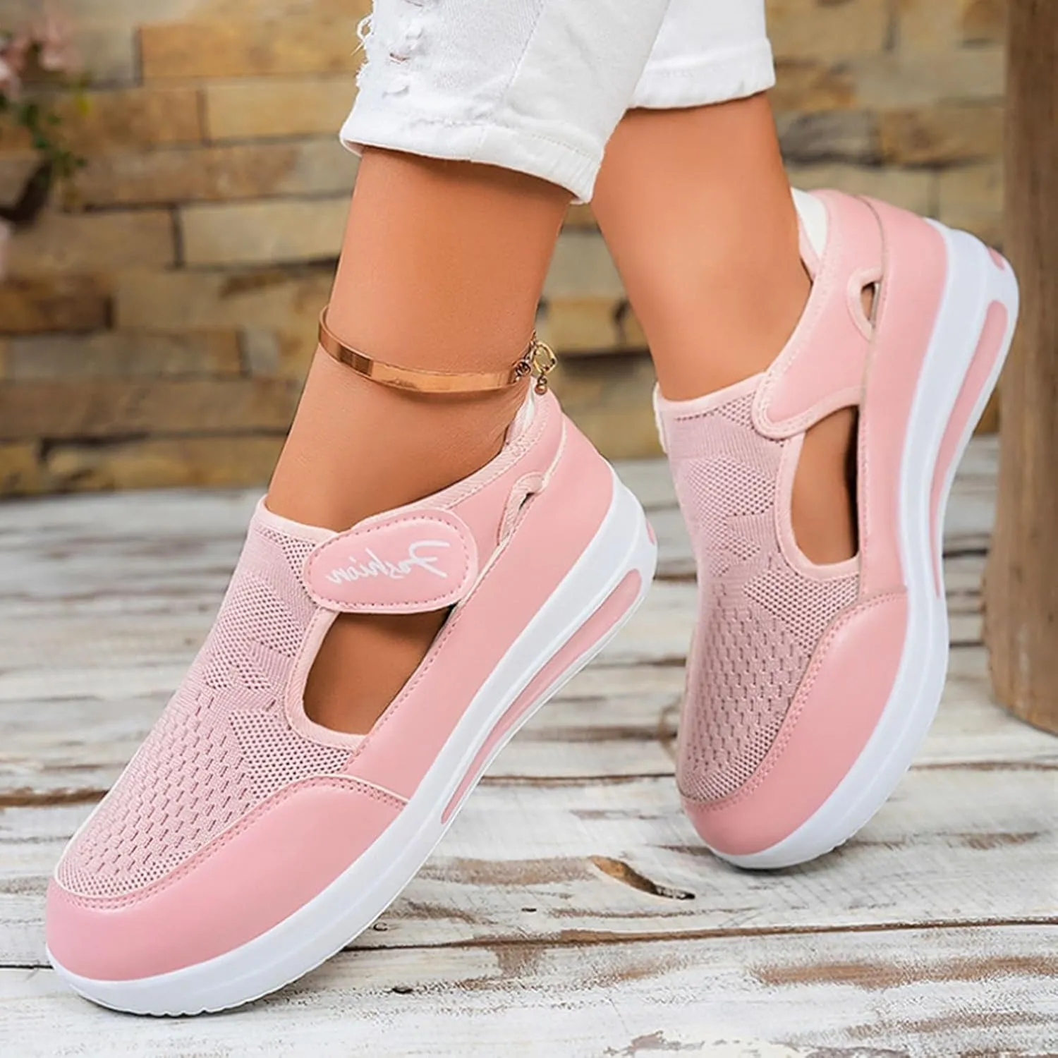 Platform Sandals for Women 2025 Arch Support Comfortable Sneakers Closed Toe Casual Slip On Loafers Low Top Walking Shoes Dressy Summer Wedges Knitted Breathable Lightweight Comfort Canvas