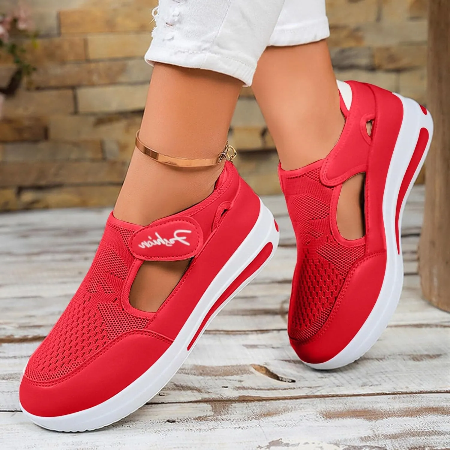 Platform Sandals for Women 2025 Arch Support Comfortable Sneakers Closed Toe Casual Slip On Loafers Low Top Walking Shoes Dressy Summer Wedges Knitted Breathable Lightweight Comfort Canvas