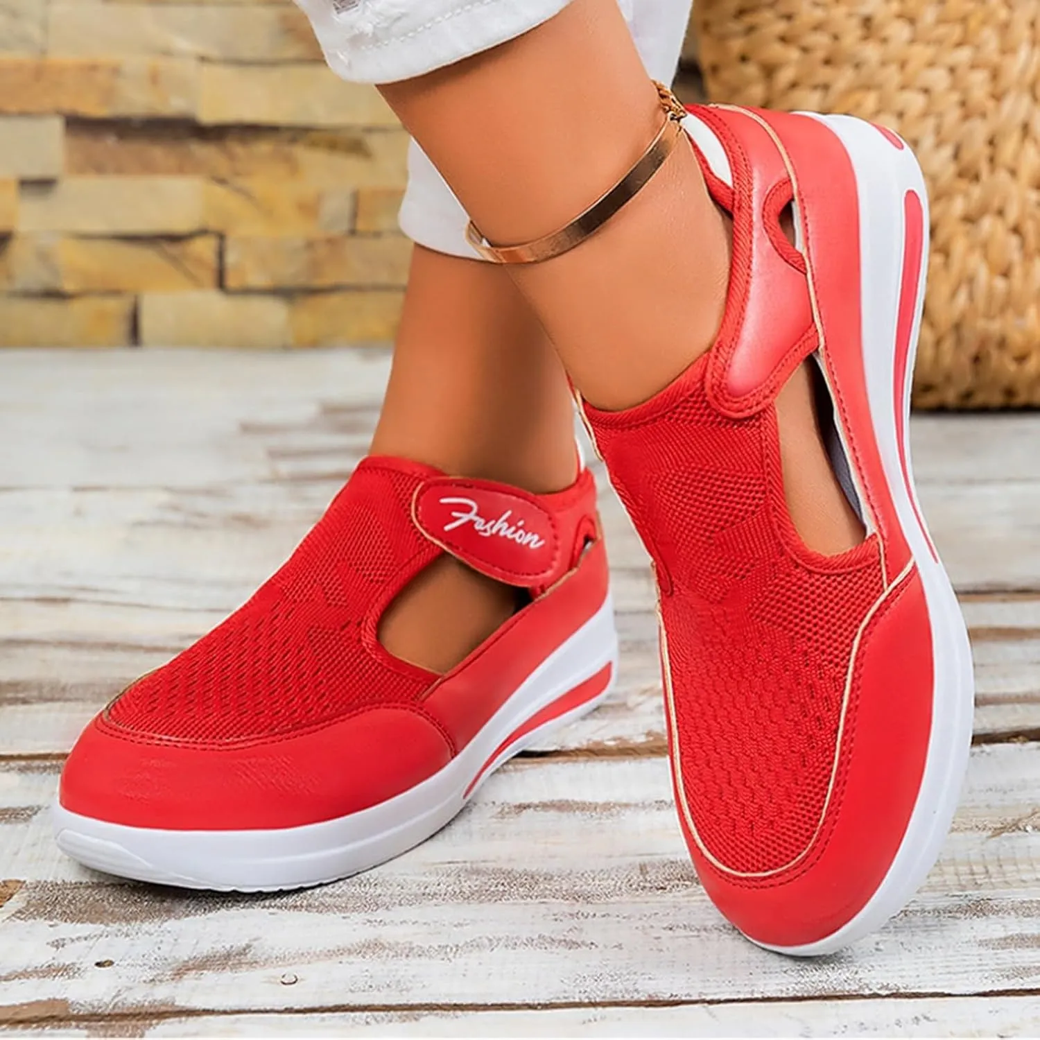 Platform Sandals for Women 2025 Arch Support Comfortable Sneakers Closed Toe Casual Slip On Loafers Low Top Walking Shoes Dressy Summer Wedges Knitted Breathable Lightweight Comfort Canvas