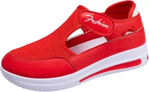Platform Sandals for Women 2025 Arch Support Comfortable Sneakers Closed Toe Casual Slip On Loafers Low Top Walking Shoes Dressy Summer Wedges Knitted Breathable Lightweight Comfort Canvas