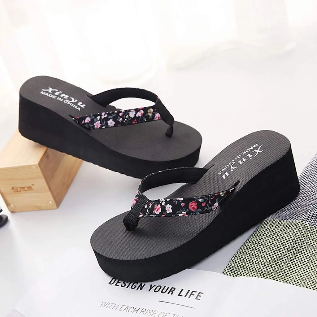 Platform Sandals Women, Women's Fashion Summer Flip-Flops Thick Sole Casual Rhinester Butterfly Sandals Wedge Heel Soft Sole Dressy Sandals