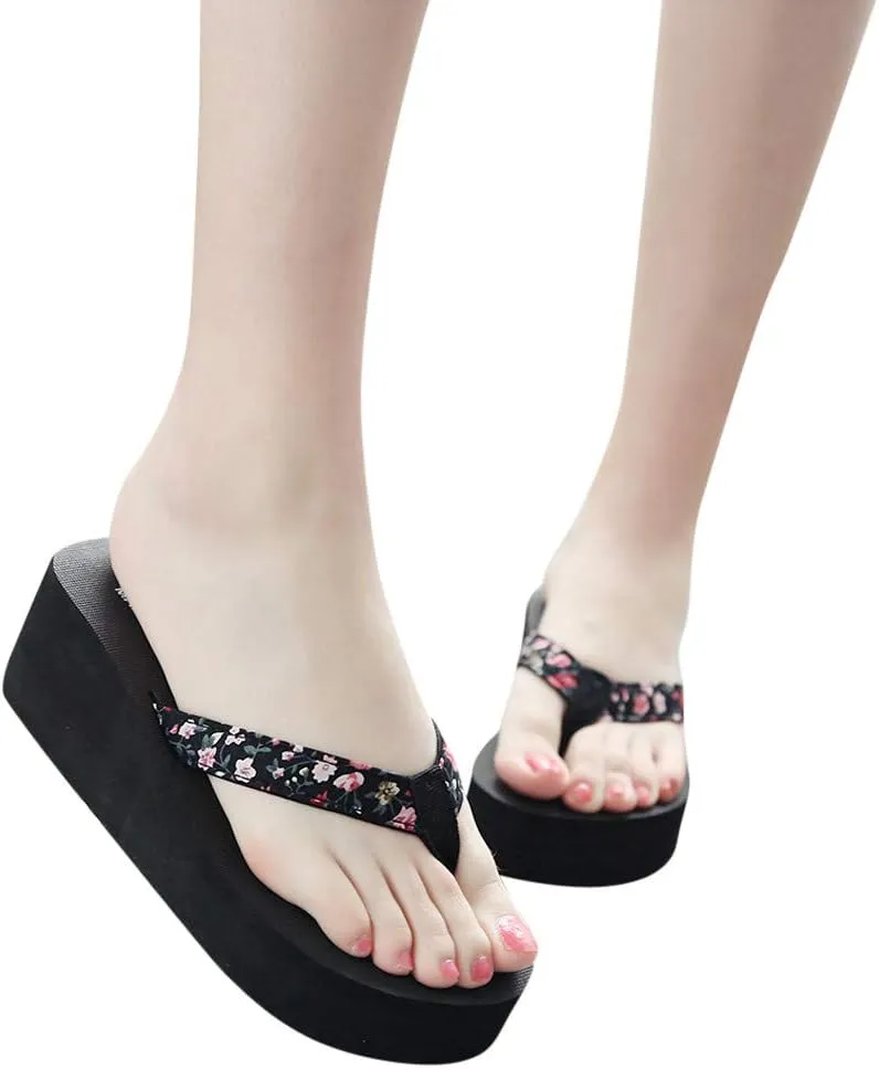 Platform Sandals Women, Women's Fashion Summer Flip-Flops Thick Sole Casual Rhinester Butterfly Sandals Wedge Heel Soft Sole Dressy Sandals