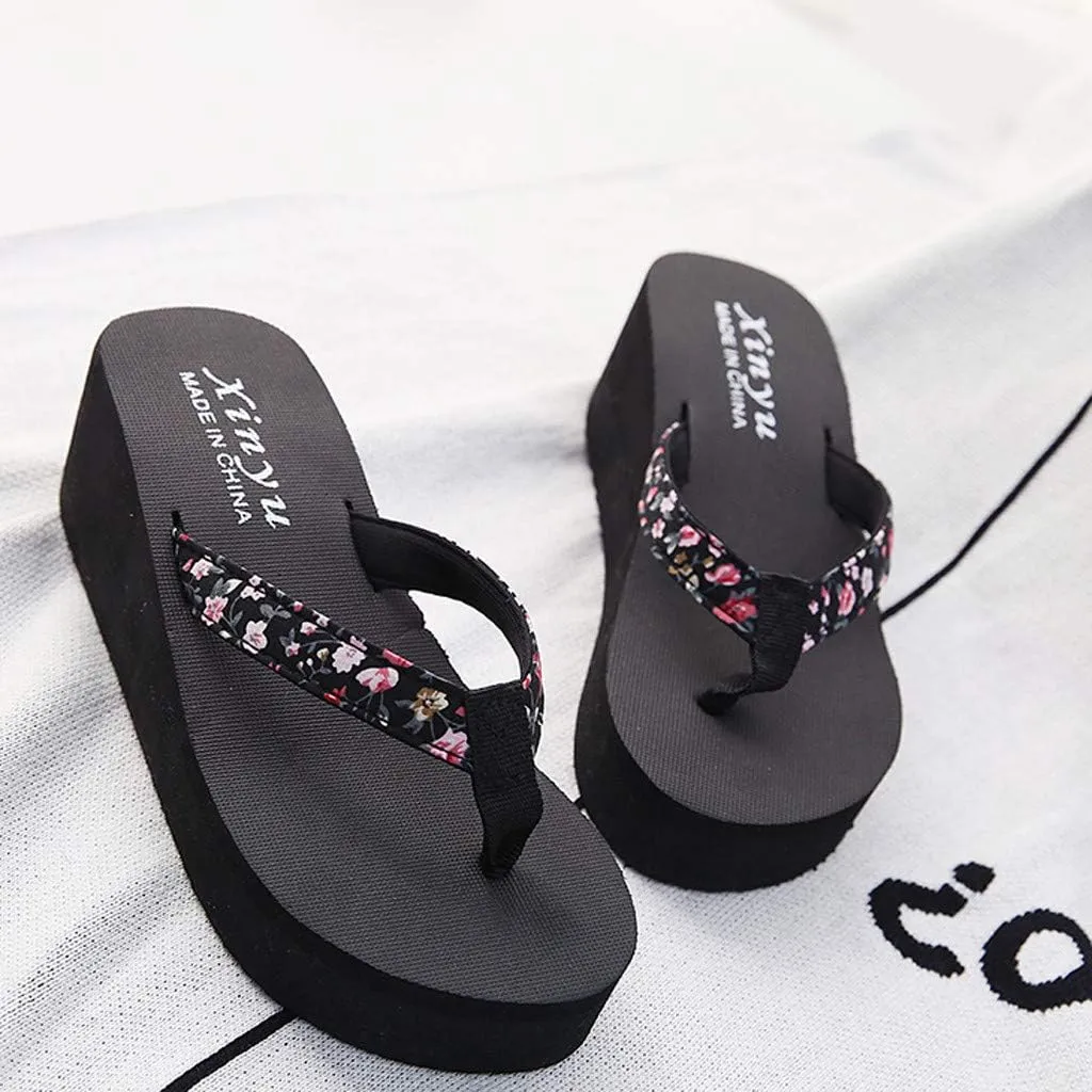 Platform Sandals Women, Women's Fashion Summer Flip-Flops Thick Sole Casual Rhinester Butterfly Sandals Wedge Heel Soft Sole Dressy Sandals