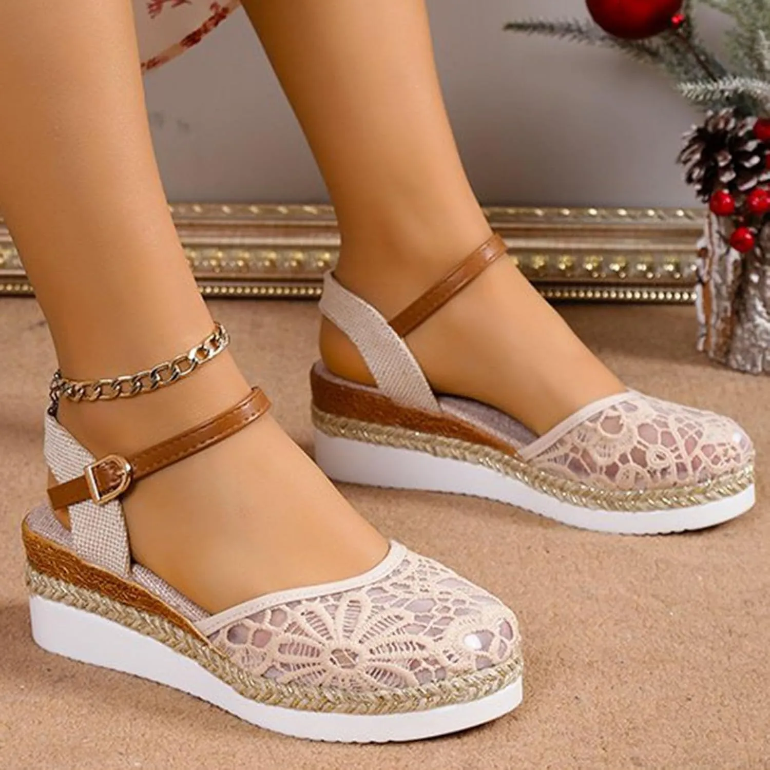 Pumps Platform Sandals for Women Slip on Wedge Sandal Comfortable Wedge Shoes Womens Flat Sandals Dressy Casual