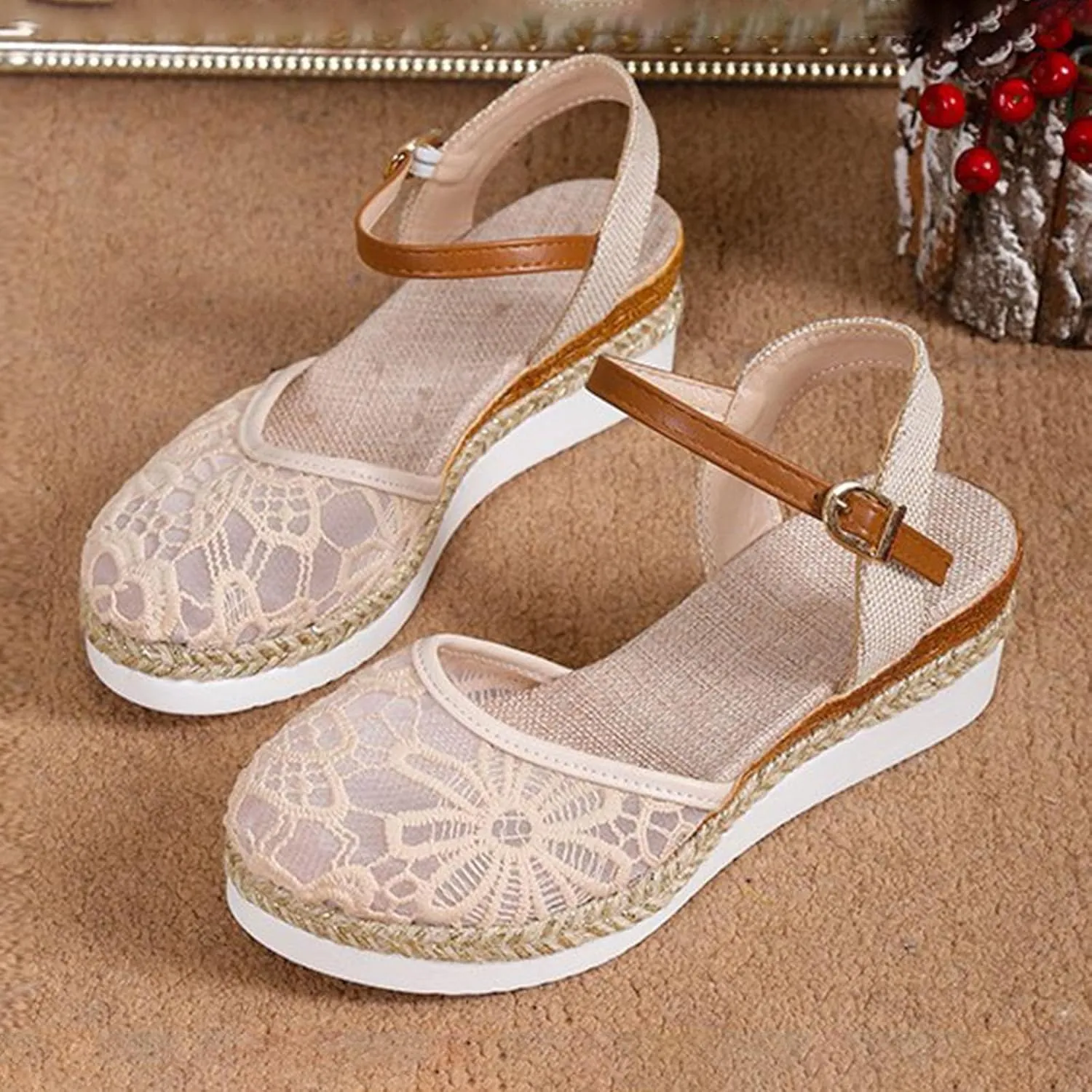Pumps Platform Sandals for Women Slip on Wedge Sandal Comfortable Wedge Shoes Womens Flat Sandals Dressy Casual