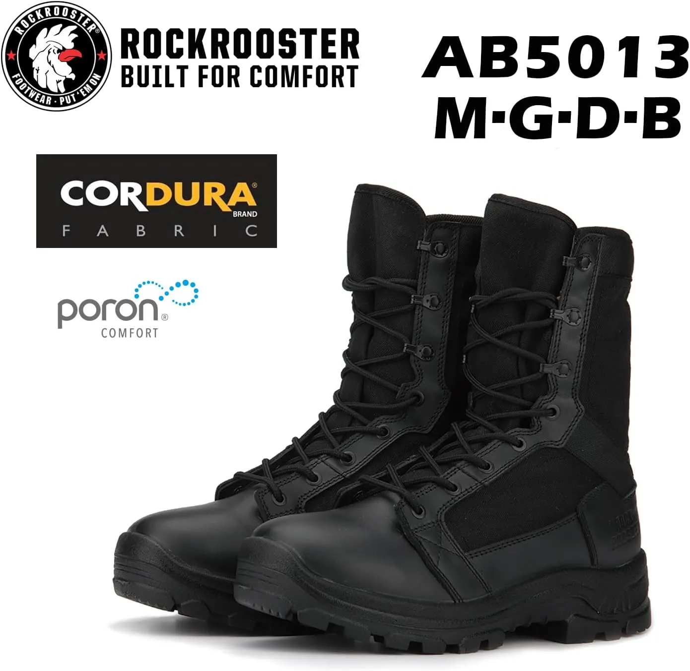 ROCKROOSTER Tactical Boots for men, Comfortable Anti-Fatigue Tech, Durable, Quick Dry Combat Boots