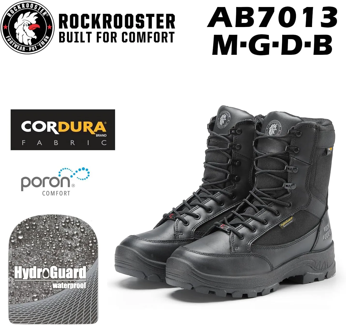 ROCKROOSTER Tactical Boots for men, Comfortable Anti-Fatigue Tech, Durable, Quick Dry Combat Boots