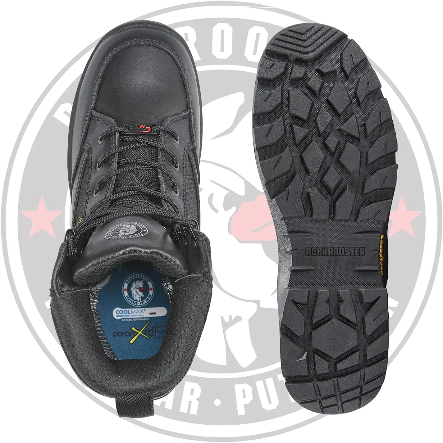 ROCKROOSTER Tactical Boots for men, Comfortable Anti-Fatigue Tech, Durable, Quick Dry Combat Boots