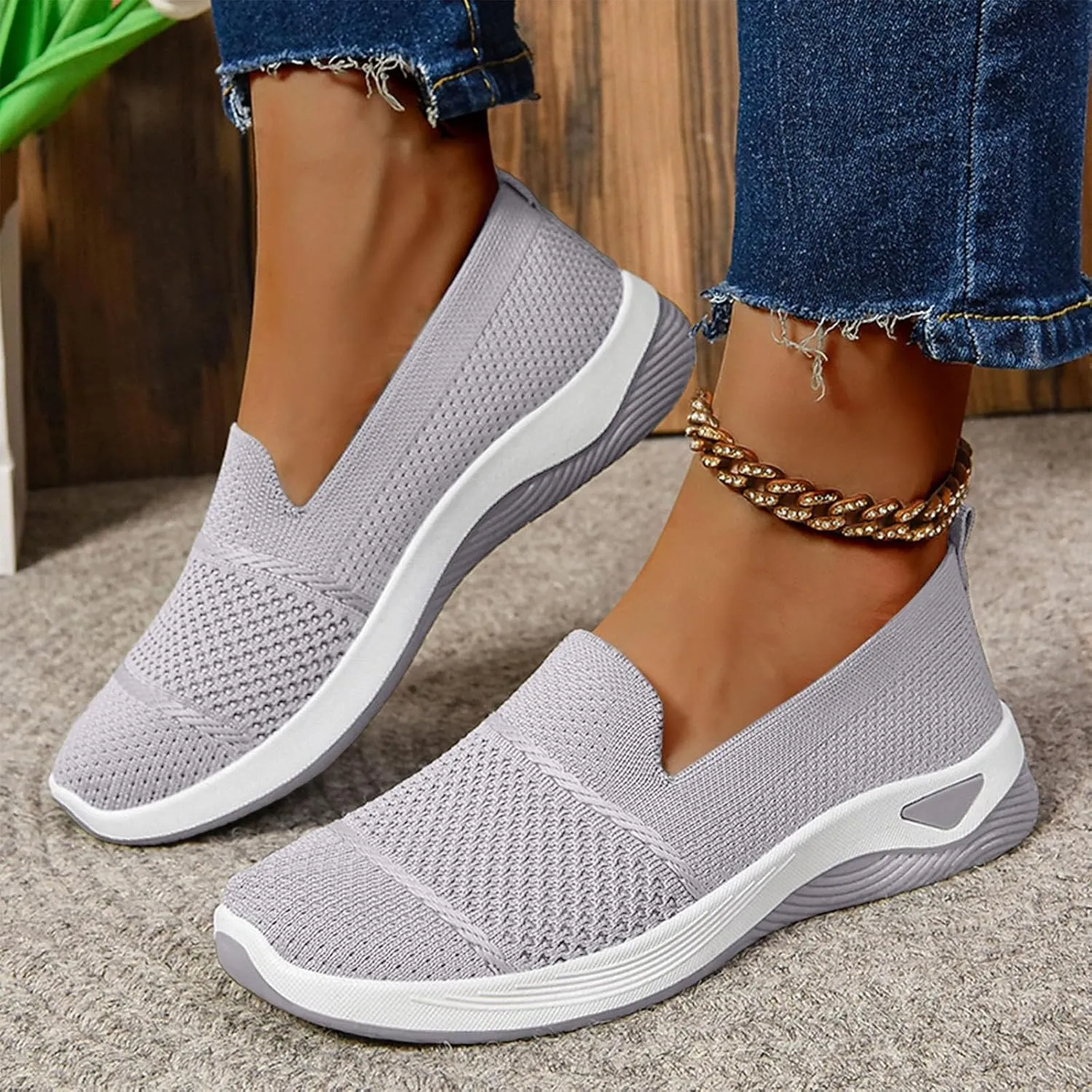 Running Shoes for Women Slip On Versatile Casual Sneakers Comfort Lightweight Sock Shoes Breathable Mesh Shoes