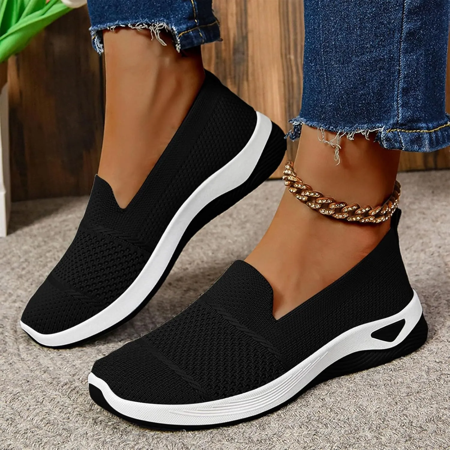 Running Shoes for Women Slip On Versatile Casual Sneakers Comfort Lightweight Sock Shoes Breathable Mesh Shoes