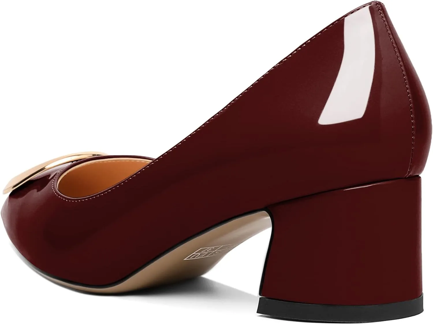SAMMITOP Women's Block Heel Chunky Pumps Low Heels Pointed Toe Heel with Metal Buckle Slip on Closed Toe Heeled Loafers Wedding Party Dress Shoes