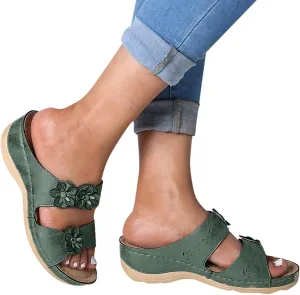 Sandalias para Mujer Elegantes, Women Premium Orthopedic Open Toe Sandals Retro Anti-Slip Summer Casual Sandals