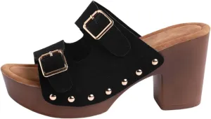Sandals for Women 2025 Chunky Platform Mules Sandals Slip on Block Heels Square Toe High Heeled Dress Shoes