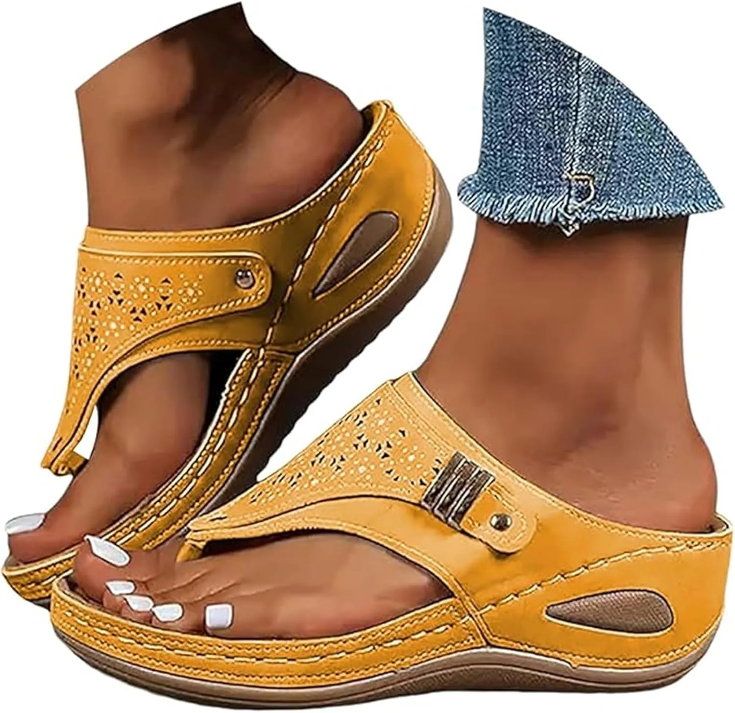 Sandals For Women 2025 Comfortable Walking Fashion Orthotic Thong Flip Flops Slip On Summer Orthopedic Slippers