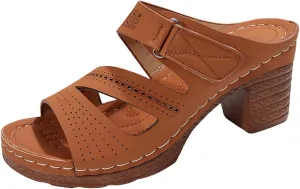 Sandals for Women 2025 Suede Platform Chunky Heel Retro Sandals with Adjustable Buckle Fashion Platform Block Heels