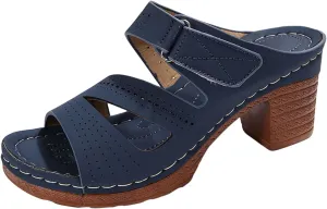 Sandals for Women 2025 Suede Platform Chunky Heel Retro Sandals with Adjustable Buckle Fashion Platform Block Heels