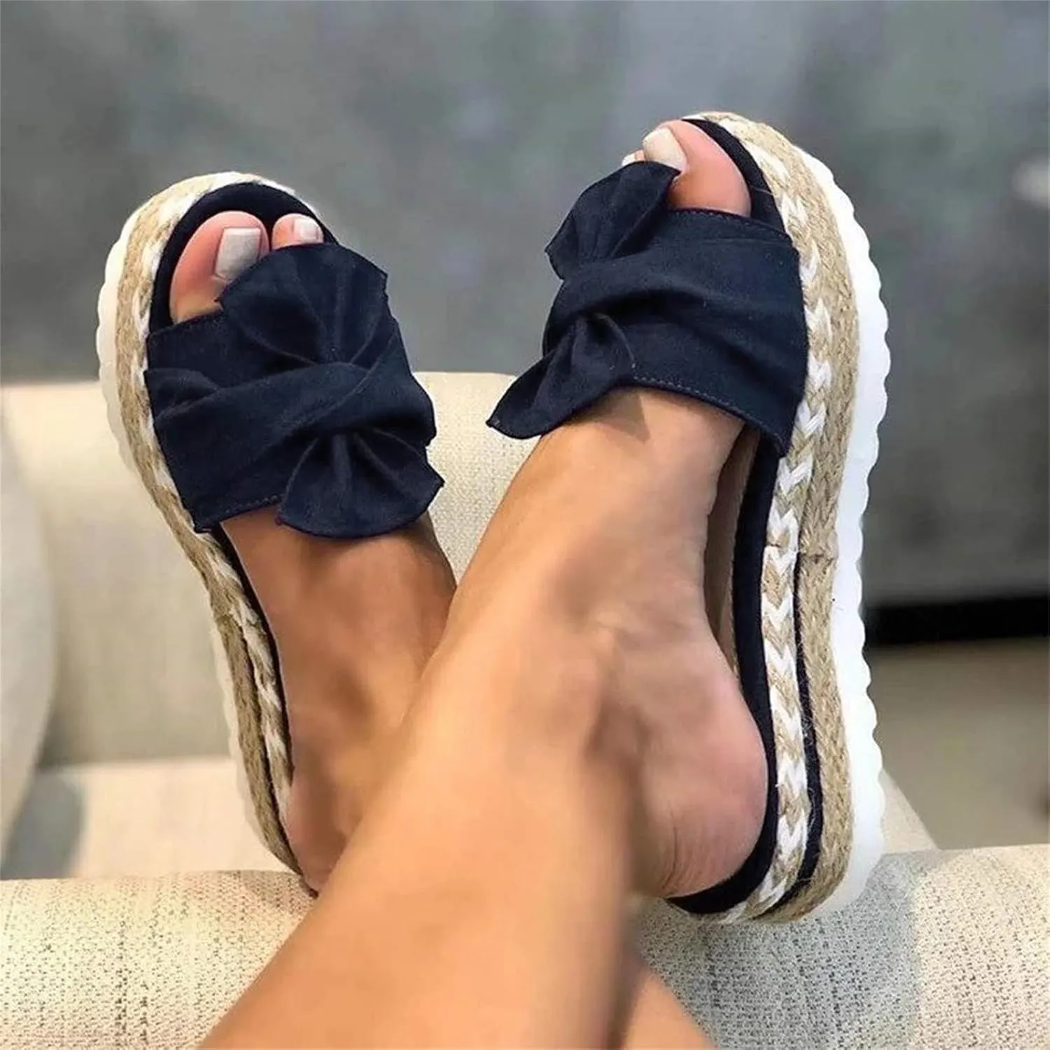 Sandals for Women Flat Cute Slip On Flip Flops Casual Bowknot Slides Slippers Comfortable Beach Travel Shoes 2025 Fashion