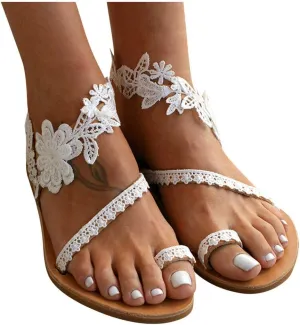 Sandals for Women Thong,Women's Bohemia Bling Rhinestone Pearl Flat Sandals Flat Gladiator Sandals Open Toe Dress Shoes