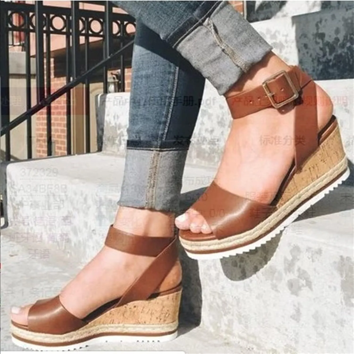 Sandals for Women Wedge,Women's Summer Casual Platform Sandals with High Heels Beach Sandals Espadrille Platform Shoes