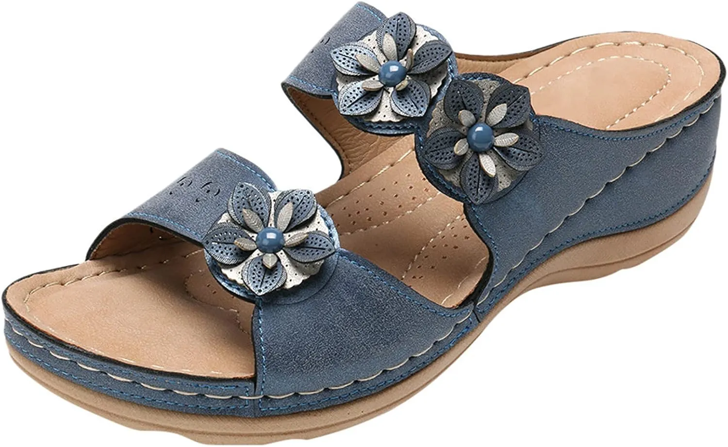 Sandals for Women Wide Width, 2024 Summer Comfy Platforms Sandal Shoes Beach Holllow Shoe Casual Flip Flops Slippers