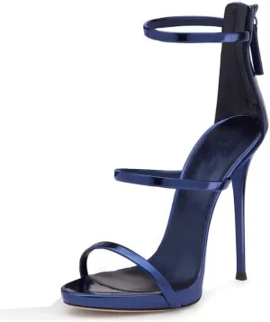 sexytag Women's Rhinestone Sparkly Heels Low Platform Open Toe Stiletto Ankle Strap High Heels Sandals