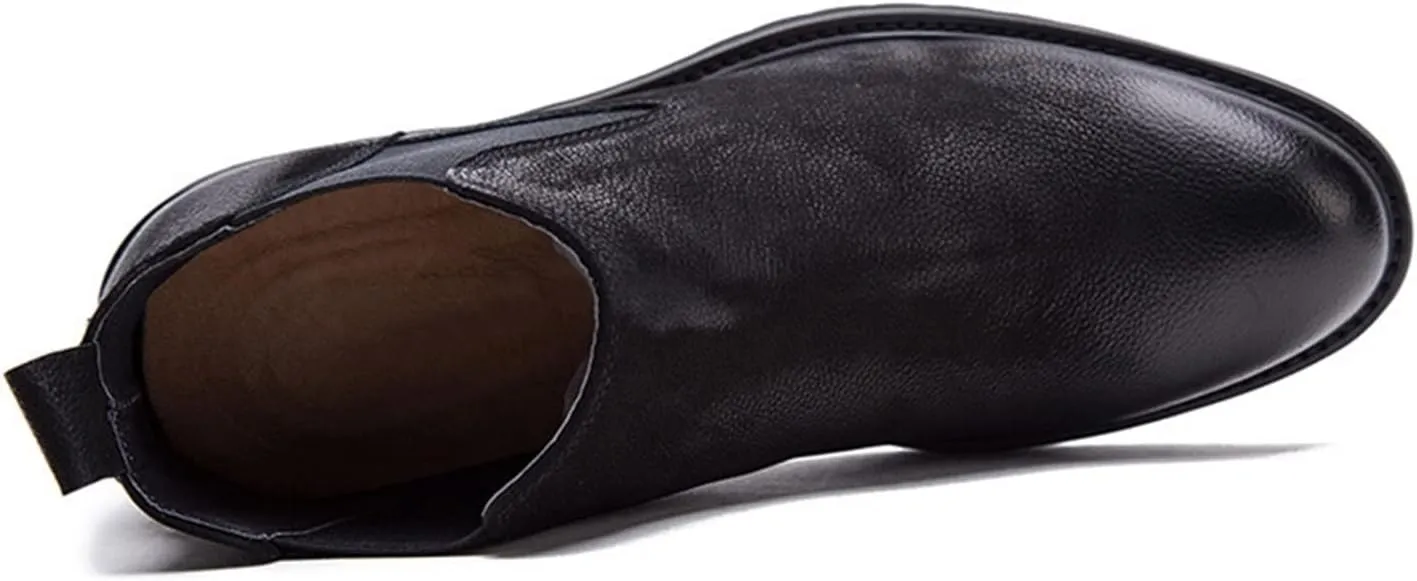 Single Season Men's Boots Elastic Polished Leather Anti-Slip Fashion Very Popular Among Young People (Color : Black, Size : 8)