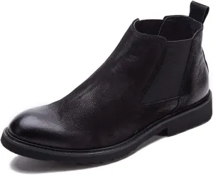 Single Season Men's Boots Elastic Polished Leather Anti-Slip Fashion Very Popular Among Young People (Color : Black, Size : 8)