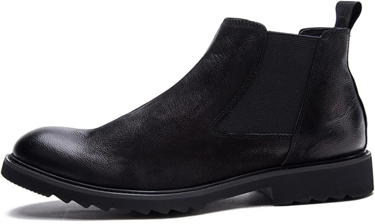 Single Season Men's Boots Elastic Polished Leather Anti-Slip Fashion Very Popular Among Young People (Color : Black, Size : 8)