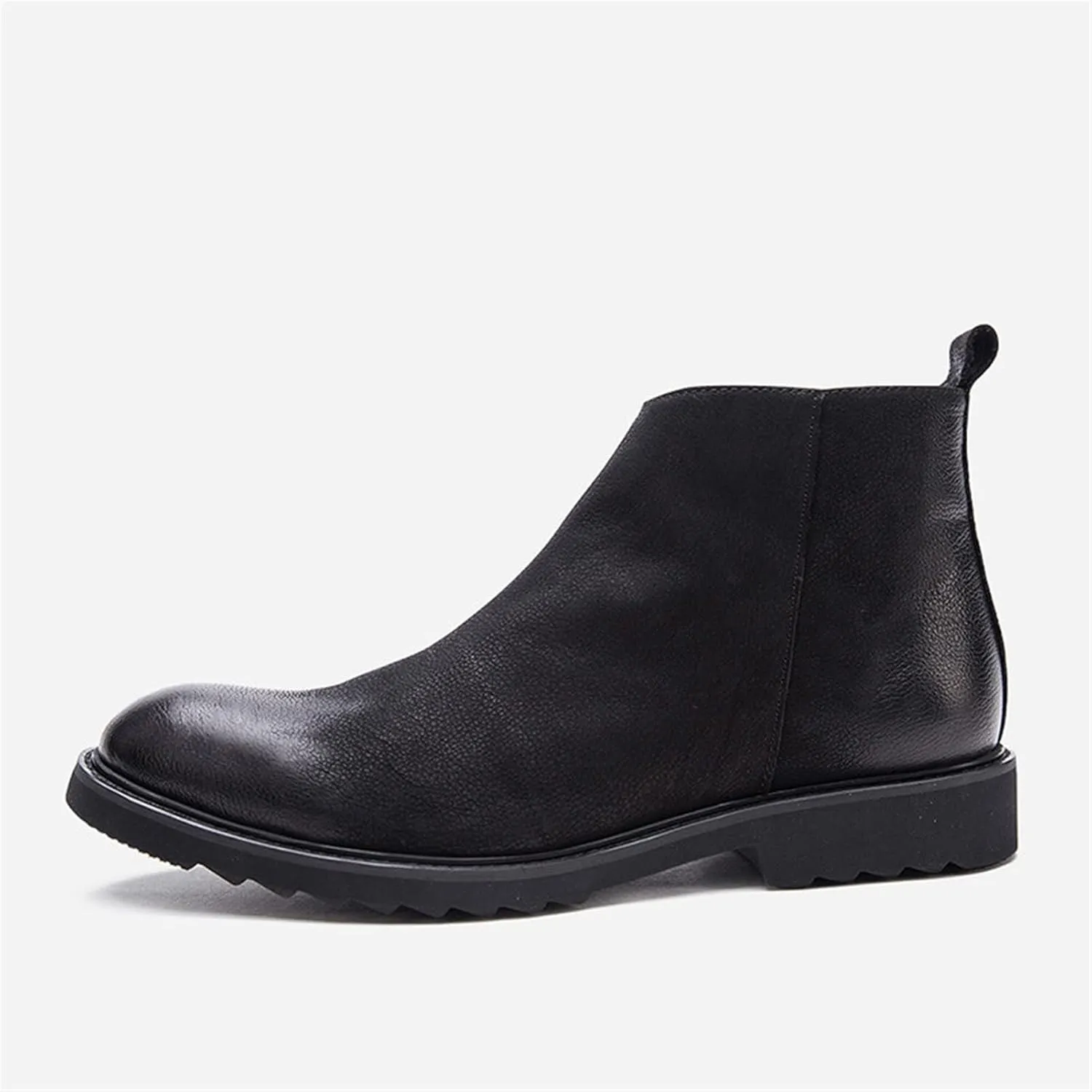 Single Season Men's Round Toe Ankle Boots Polished Toe with Zip Leather Waterproof, Non-Slip wear-Resistant, Casual Classic Very Popular Among Young People
