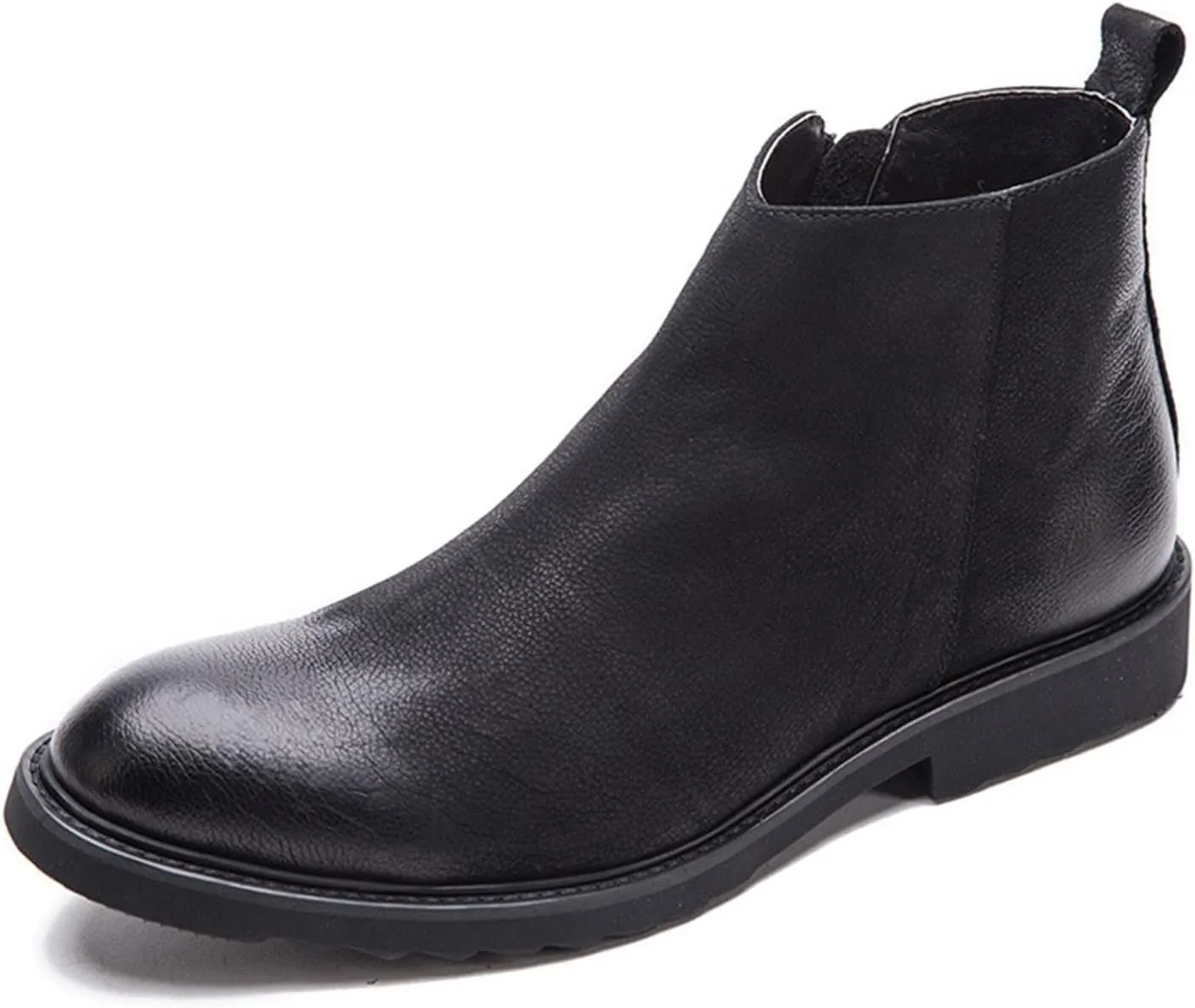 Single Season Men's Round Toe Ankle Boots Polished Toe with Zip Leather Waterproof, Non-Slip wear-Resistant, Casual Classic Very Popular Among Young People